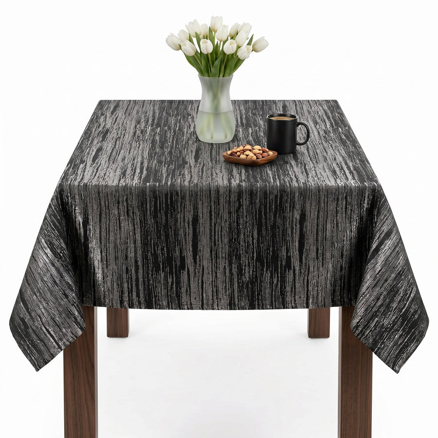 Inline Black Silver Tablecloth