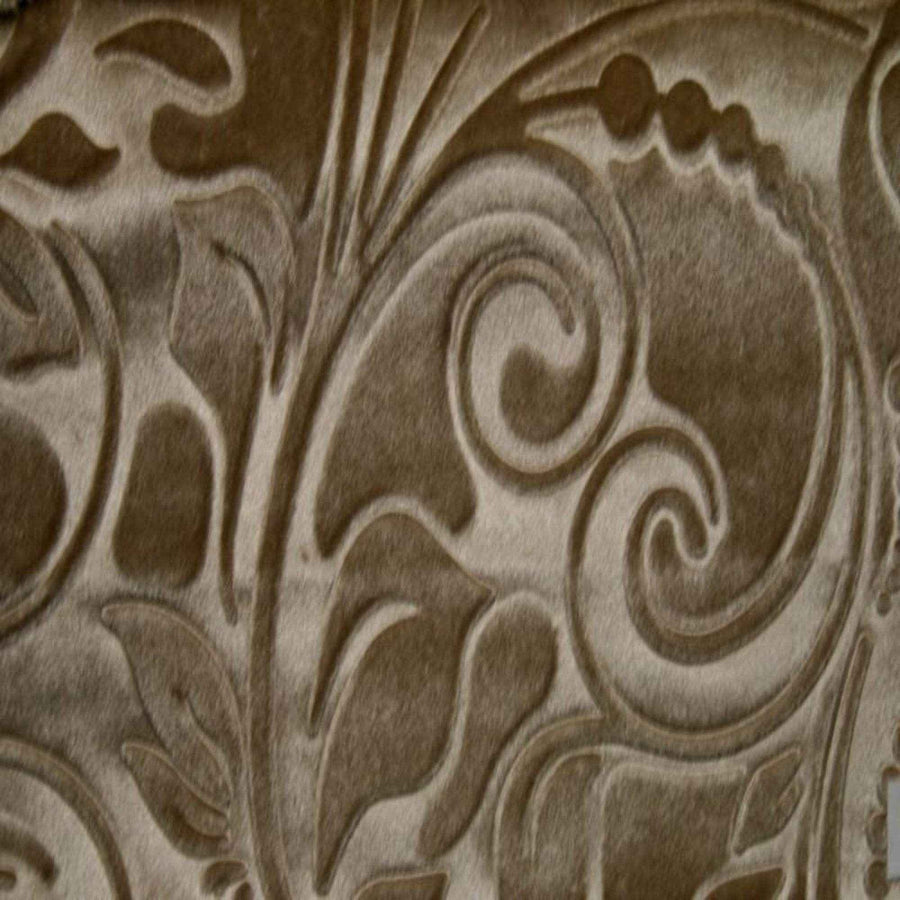 Cafe Brocade Scroll Velvet Fabric by the Yard - 58 Inch Wide