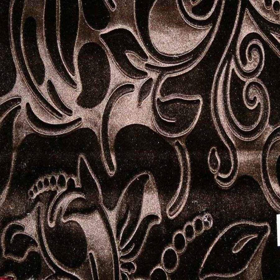 Chocolate Brocade Scroll Velvet Fabric by the Yard - 58 Inch Wide