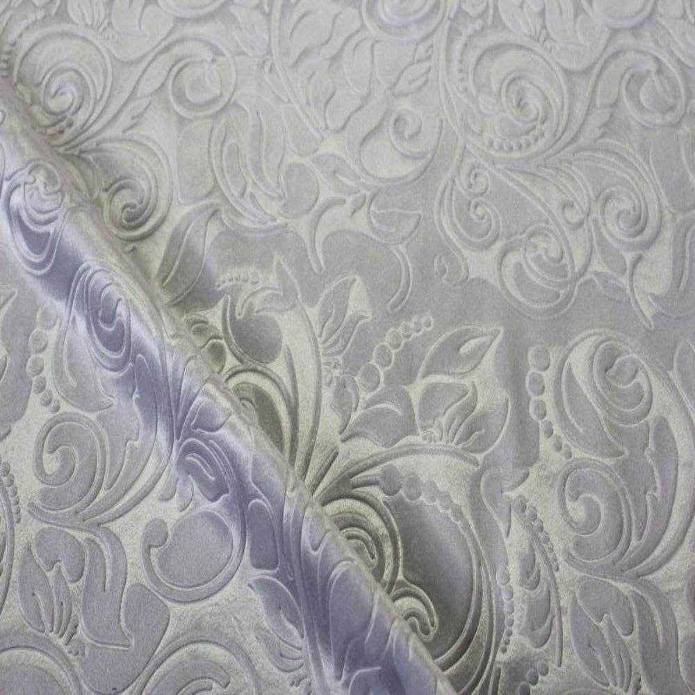 White Brocade Scroll Velvet Fabric by the Yard - 58 Inch Wide