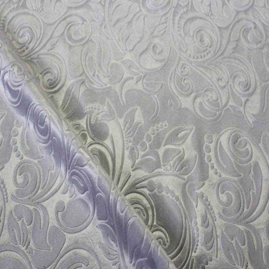 White Brocade Scroll Velvet Fabric by the Yard - 58 Inch Wide