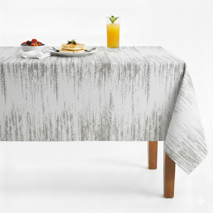 Lanora Distressed Vertical Strié Jacquard Tablecloth – Crystal
