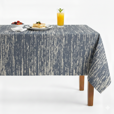 Lanora Distressed Vertical Strié Jacquard Tablecloth – Grey