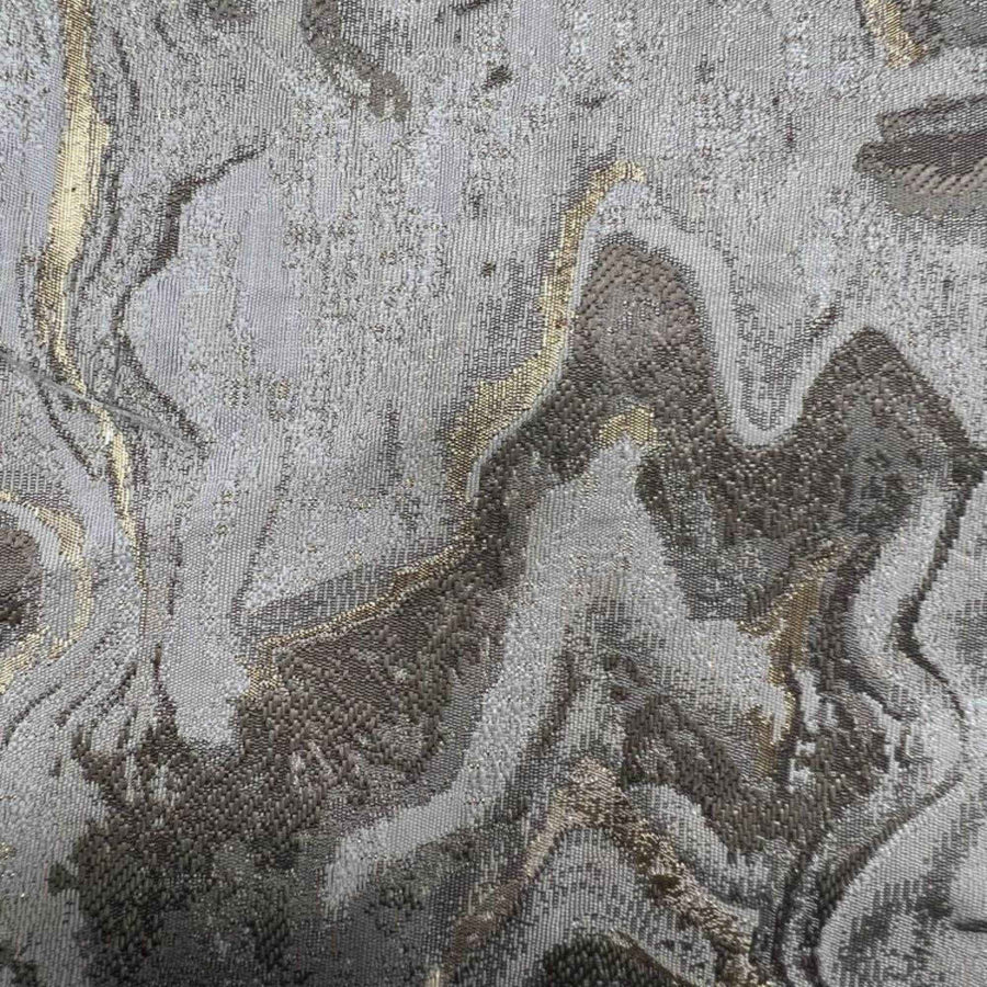 Beige MILANO Jacquard Print Metallic Marbleized Fabric by the Yard - 118 Inch Wide