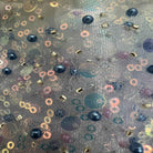 Sky Blue Soft Tulle Mesh Fabric Heavily Embellished with Sequins Fabric by the Yard - 52 Inch Wide