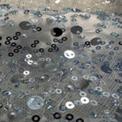 Slate Blue Soft Tulle Mesh Fabric Heavily Embellished with Sequins Fabric by the Yard - 52 Inch Wide