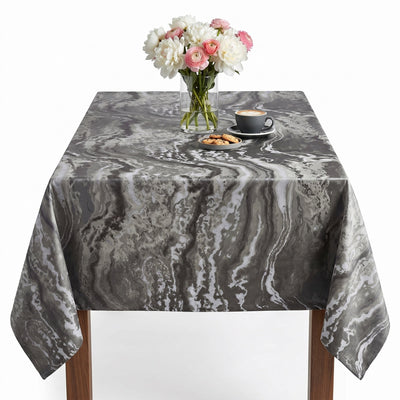 Mahwah Metallic Marbleized Jacquard Tablecloth – Taupe