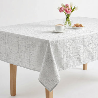 Mumbai Sparkling Jacquard Tablecloth – White
