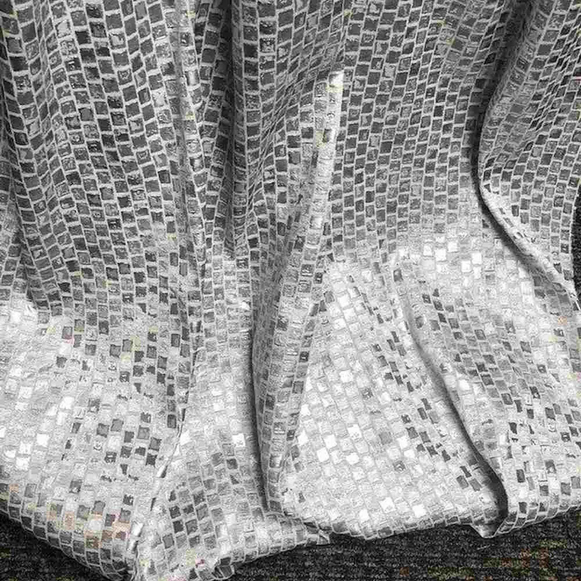 Silver PATIO Jacquard Print Metallic Fabric by the Yard - 118 Inch Wide