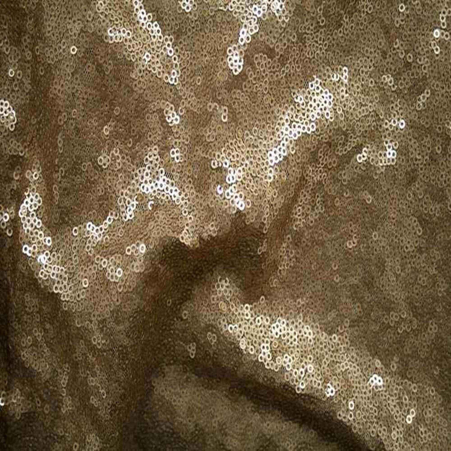 Mocha QUINCY Sequin Fabric on Mesh Material Fabric by the Yard - 52 Inch Wide