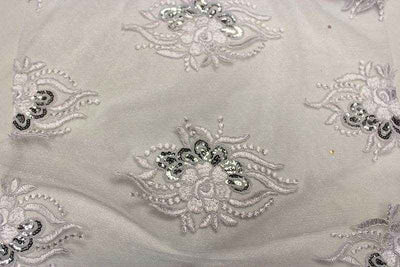 Roundarose Sequin Fabric – White