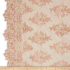 Blush/Gold Rowley Sequin Embroidered Mesh Fabric. Lace Netting Material - 52 Inch in Width Fabric by the Yard - 52 Inch Wide