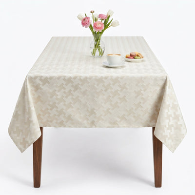 Rattle Jacquard Tablecloth – White