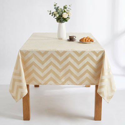 Rella Chevron Jacquard Tablecloth – Ivory