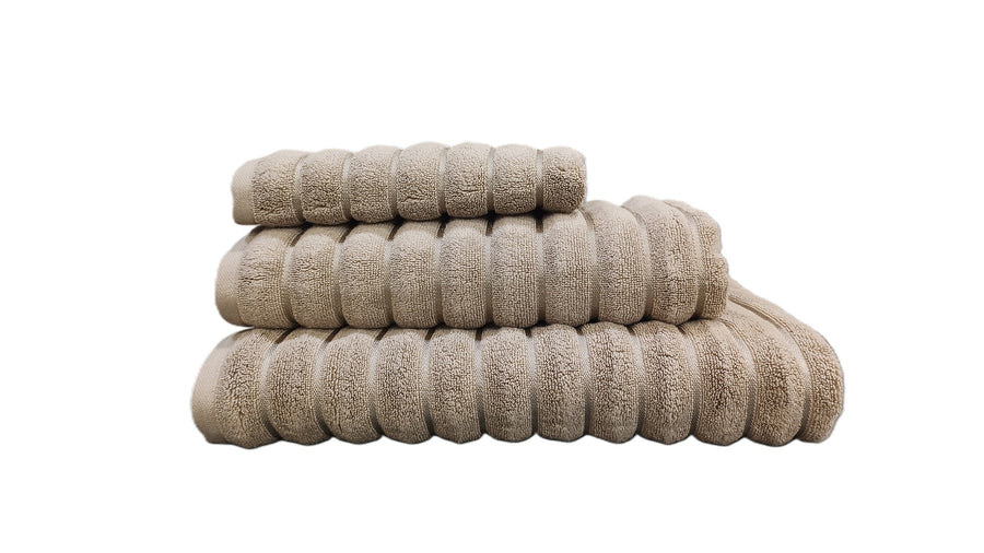 Violet Linen Ribonett Ribbed Terry Towels — Linen Tone (Bath, Hand, Bath Sheet & Bath Mat)