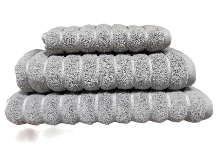 Violet Linen Ribonett Ribbed Terry Towels — Silver Gray
