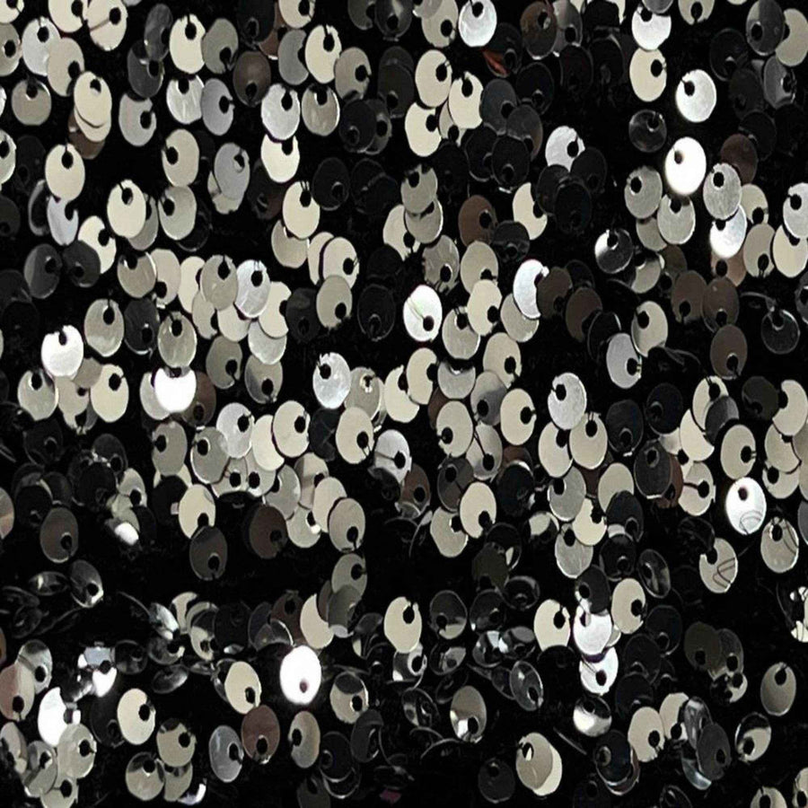 Black/Silver Stretch Velvet Sequin Fabric by the Yard - 48 Inch Wide
