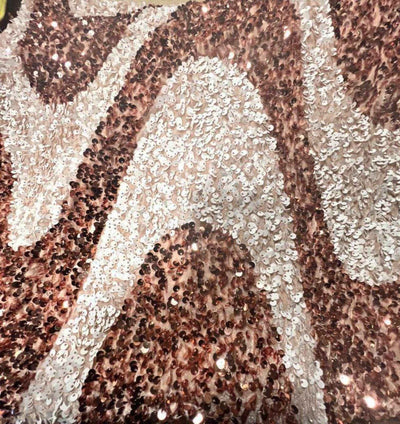 Selectra Waves Velvet Sequin Fabric – Blush/White
