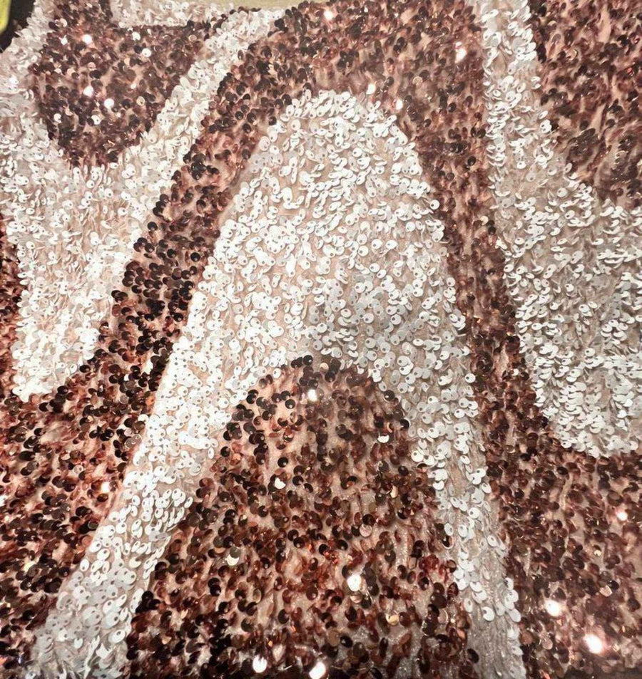Blush/White Selectra Waves Stretch Velvet Sequin Fabric by the Yard - 48 Inch Wide