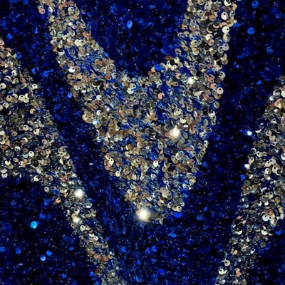 Selectra Waves Velvet Sequin Fabric – Navy/Silver