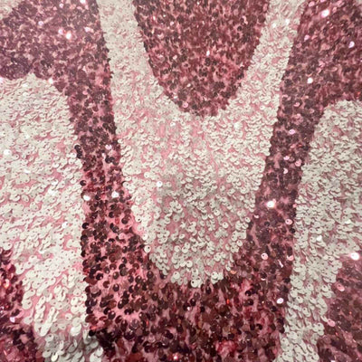 Selectra Waves Velvet Sequin Fabric – Pink/White