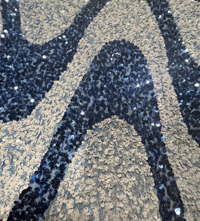 Selectra Waves Velvet Sequin Fabric – Sky Blue/White
