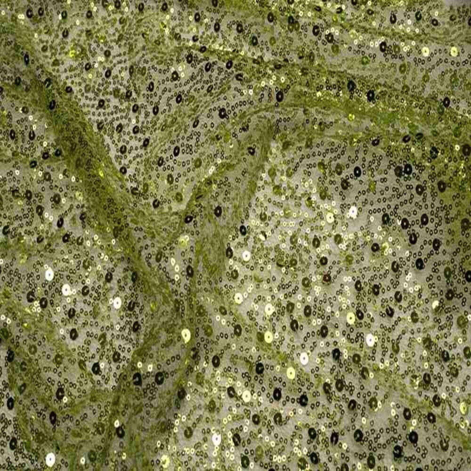 Apple Green SPRINKLE Two Size Sequin Fabric on Sheer Material Fabric by the Yard - 52 Inch Wide