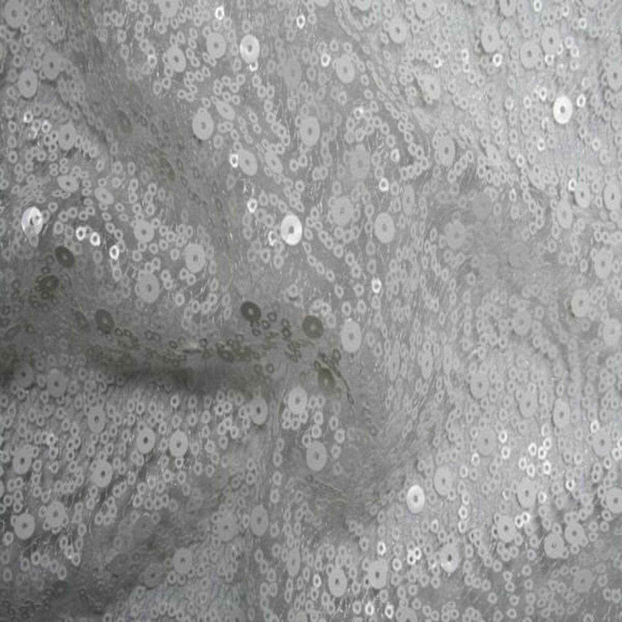 White SPRINKLE Two Size Sequin Fabric on Sheer Material Fabric by the Yard - 52 Inch Wide