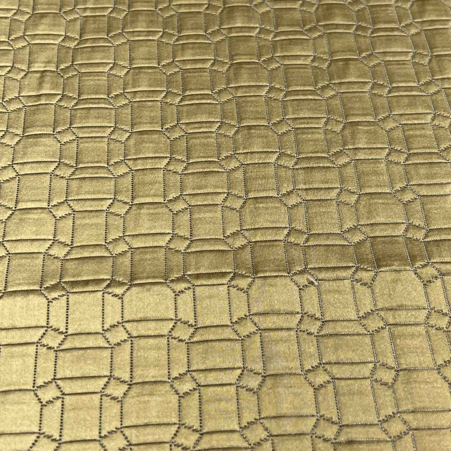 Gold Square Jacquard Fabric by the Yard - 115 Inch Wide