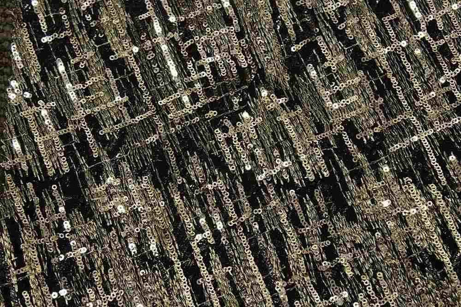 black-gold STANLEY Mesh Sequin Fabric by the Yard - 52 Inch Wide