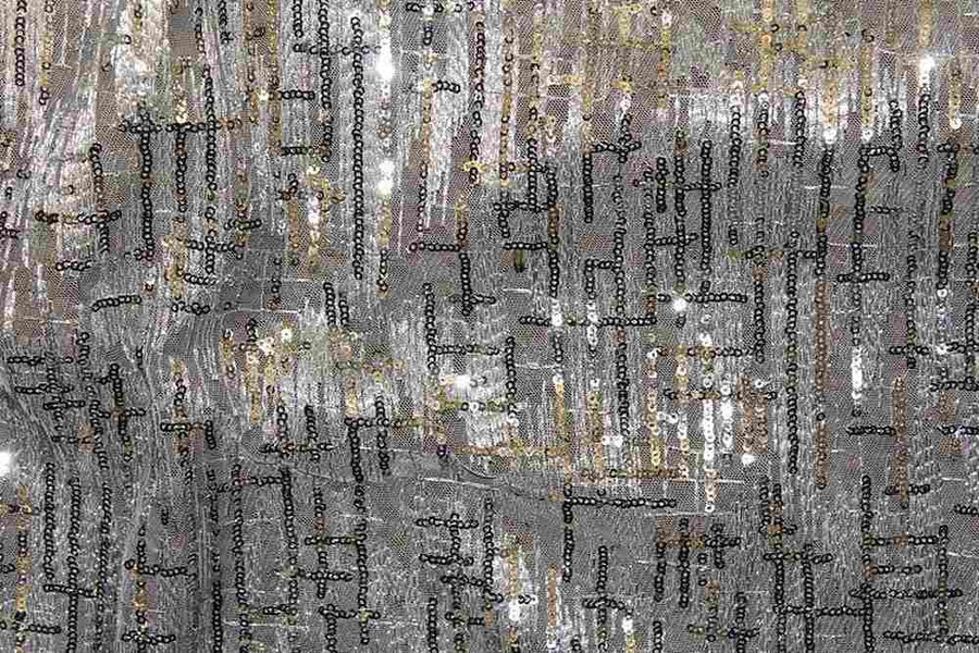 Stanley Sequin Fabric – White Silver