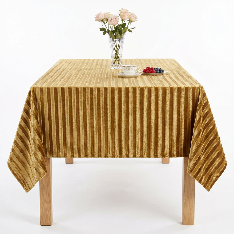 Shadow Stripe Crushed Velvet Fabric – Gold