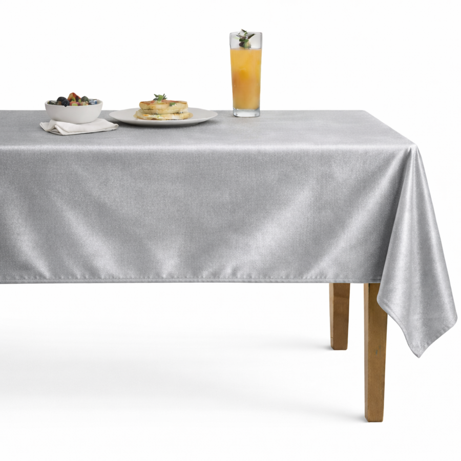 Velveteen72 Solid Plain Velvet Tablecloth – Silver