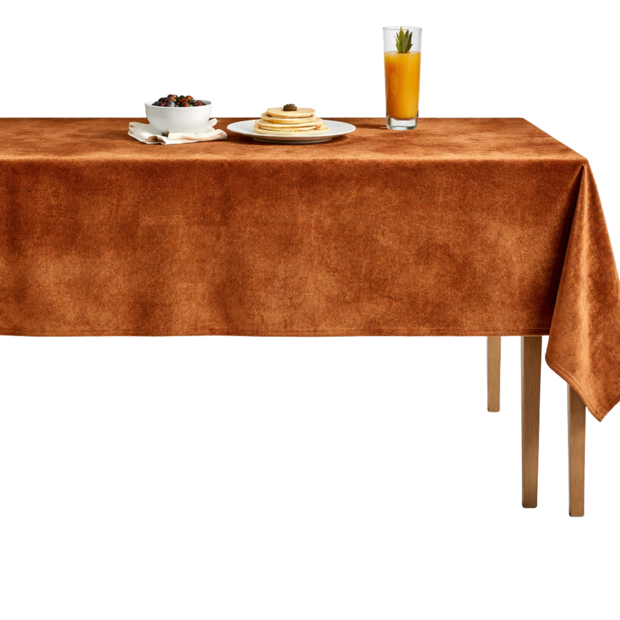 Velveteen72 Solid Plain Velvet Tablecloth – Rust