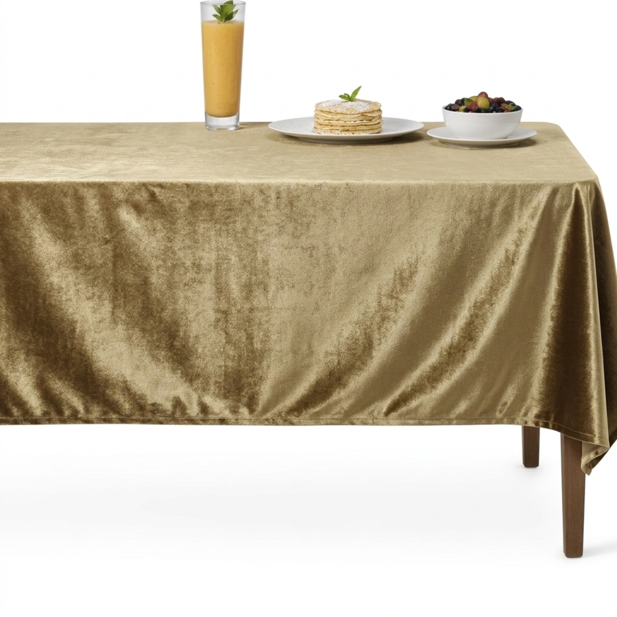 Velveteen72 Solid Plain Velvet Tablecloth – Gold