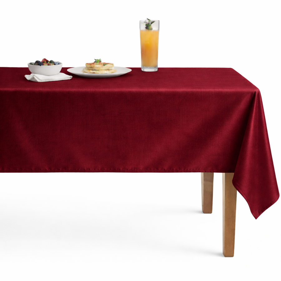 Velveteen72 Solid Plain Velvet Tablecloth – Burgundy