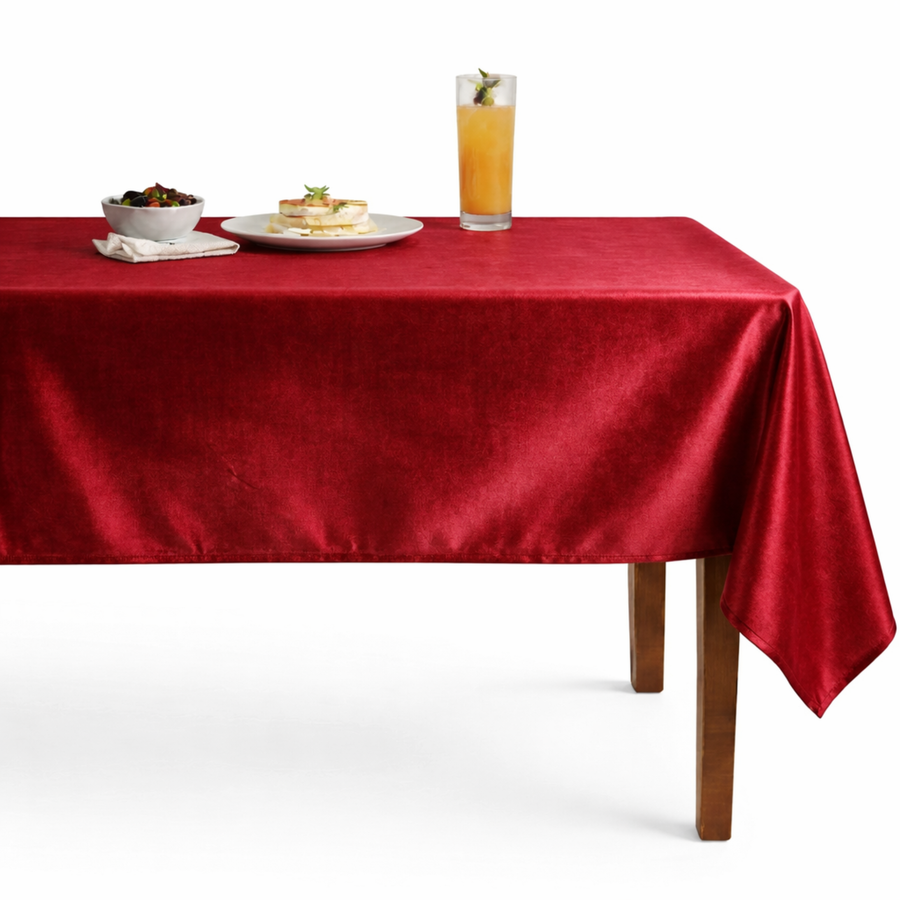 Velveteen72 Solid Plain Velvet Tablecloth – Fire Red