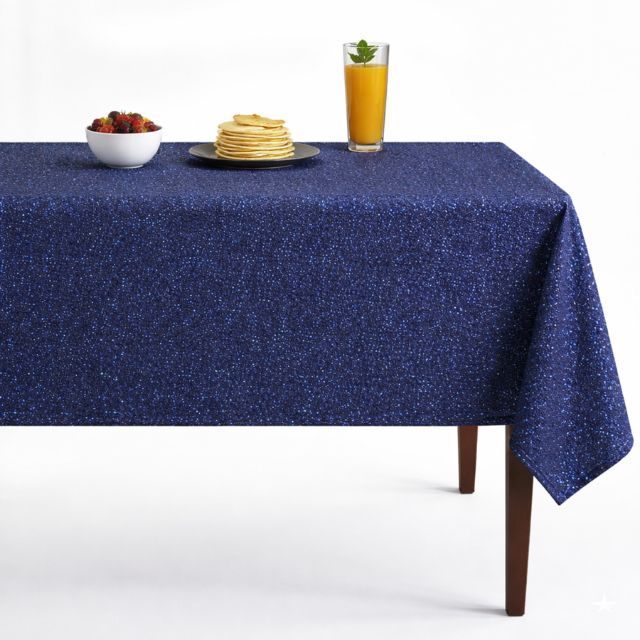 Sparkle Metallic Jacquard Tablecloth – Deep Navy