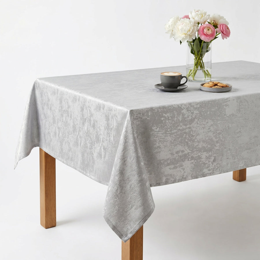 Stardust White Silver Tablecloth
