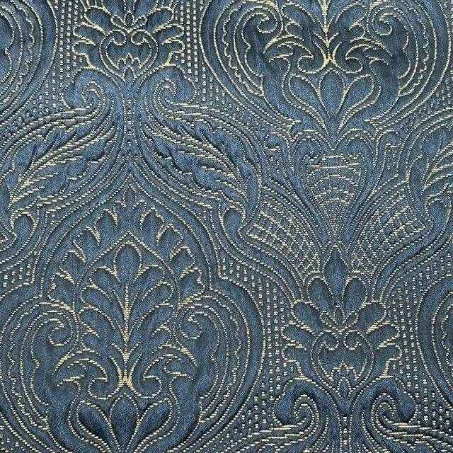 Navy/Gold Treasure Jacquard Fabric by the Yard - 115 Inch Wide