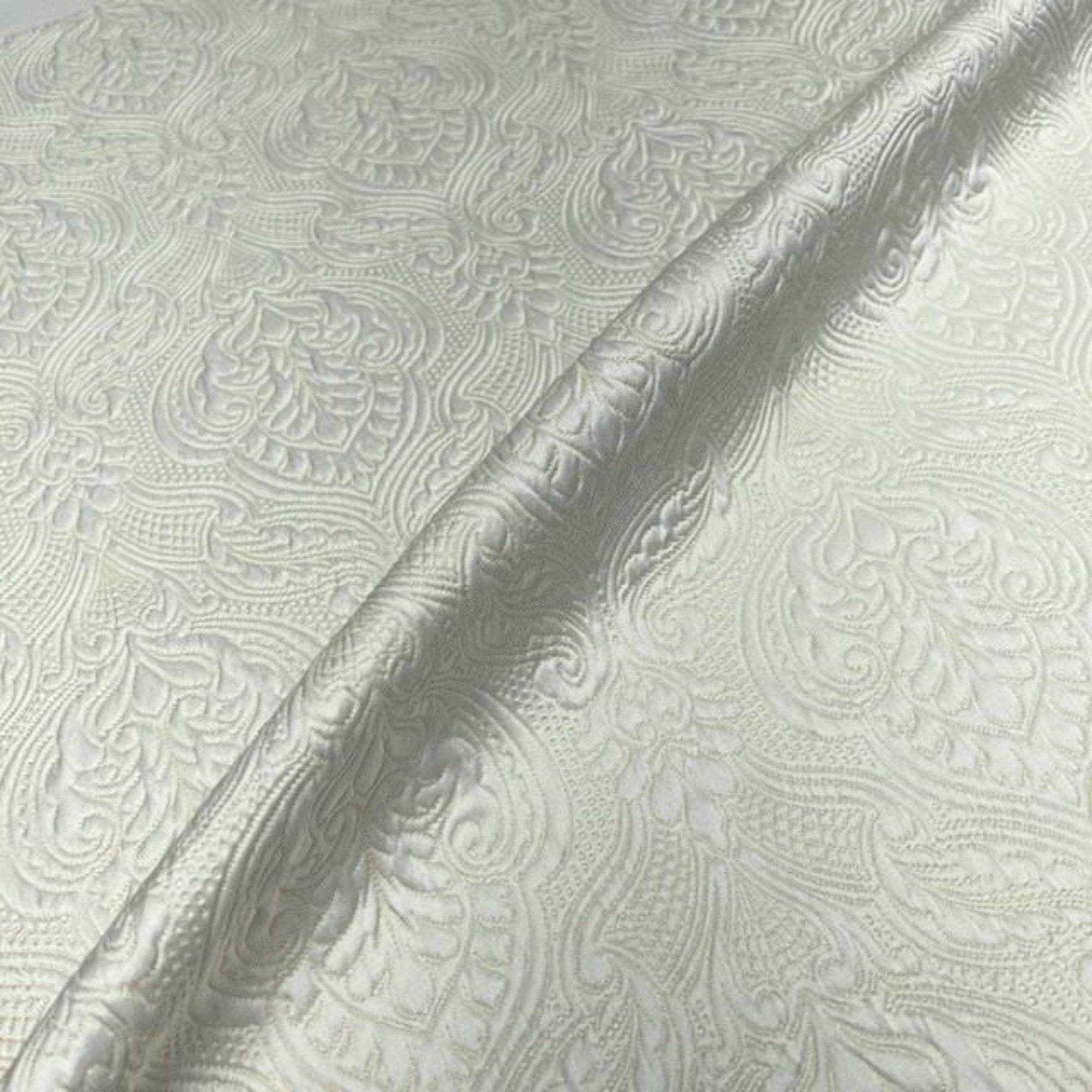 Off White Treasure Jacquard Fabric by the Yard - 115 Inch Wide