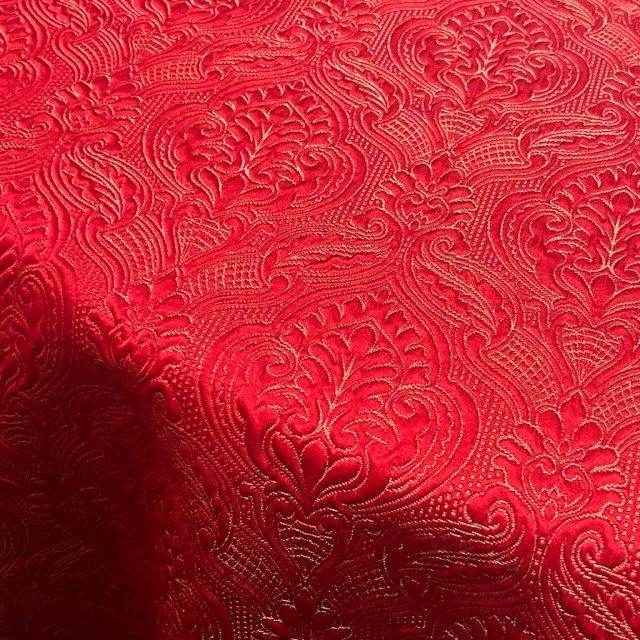 Red/Gold Treasure Jacquard Fabric by the Yard - 115 Inch Wide