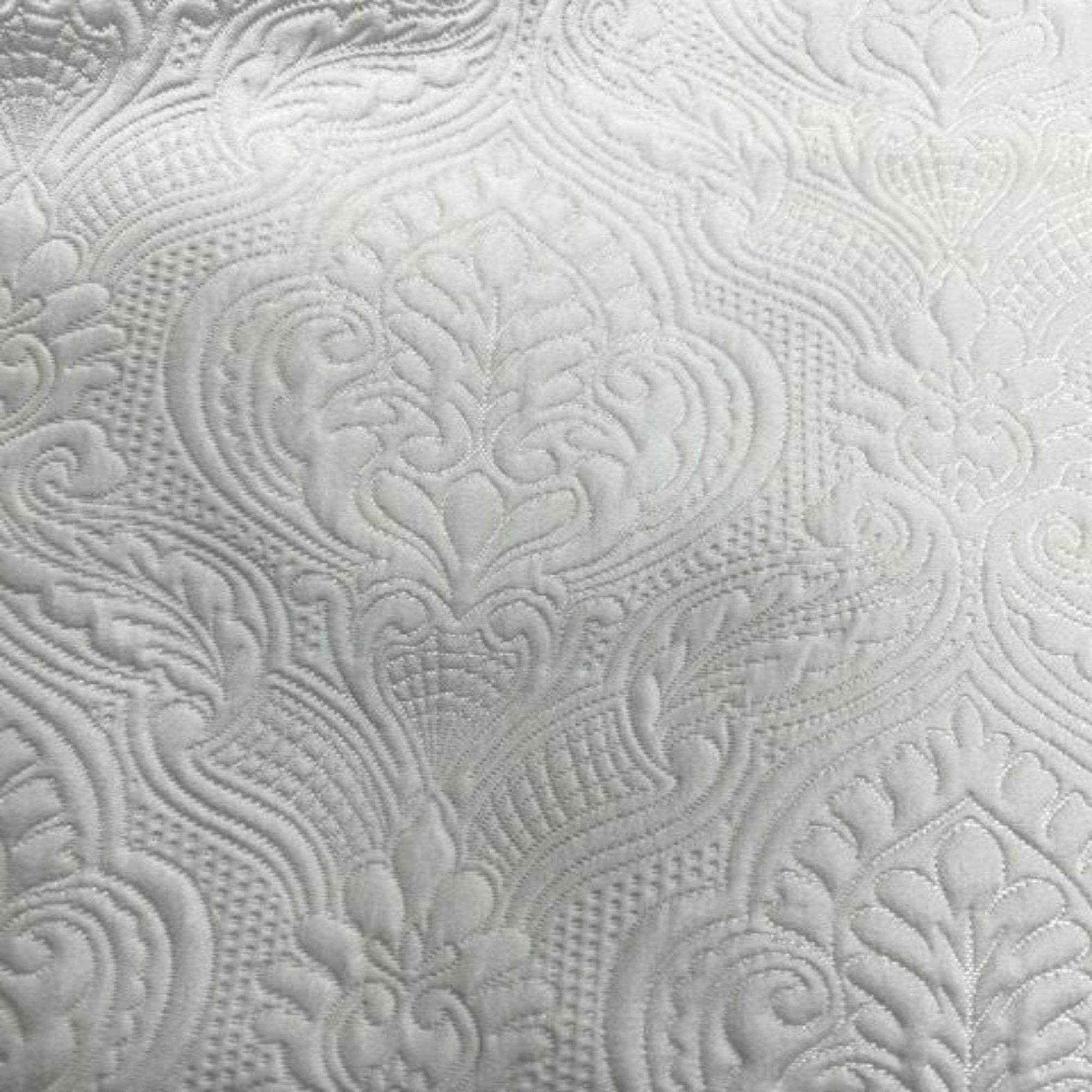 White Treasure Jacquard Fabric by the Yard - 115 Inch Wide