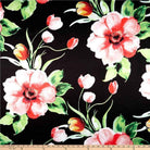 Rose/Black TROPICAL Floral Digital Print Satin Fabric - Cotton Hand - 58 Inch. in Width Fabric by the Yard - 58 Inch Wide