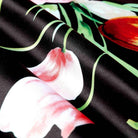 Rose/Black TROPICAL Floral Digital Print Satin Fabric - Cotton Hand - 58 Inch. in Width Fabric by the Yard - 58 Inch Wide