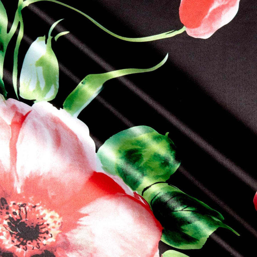 Tropical Digital Print Fabric – Rose/Black