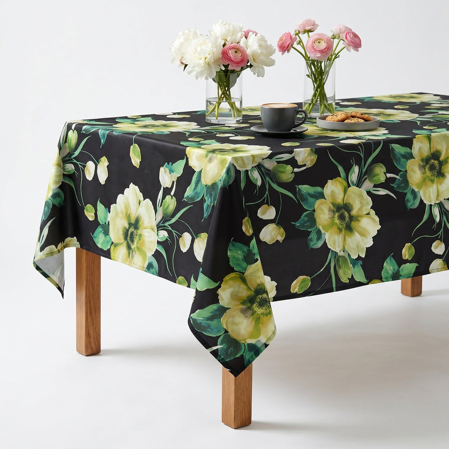Tropical Green Black Tablecloth