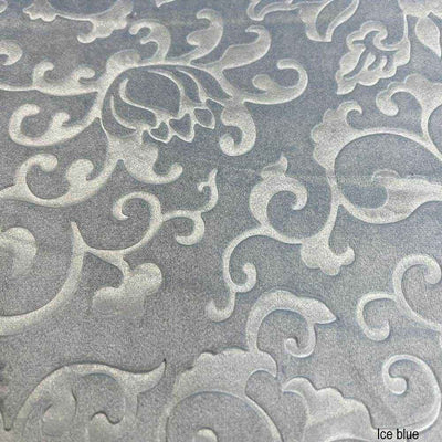 Vails Ice Brocade Velvet Fabric – Blue