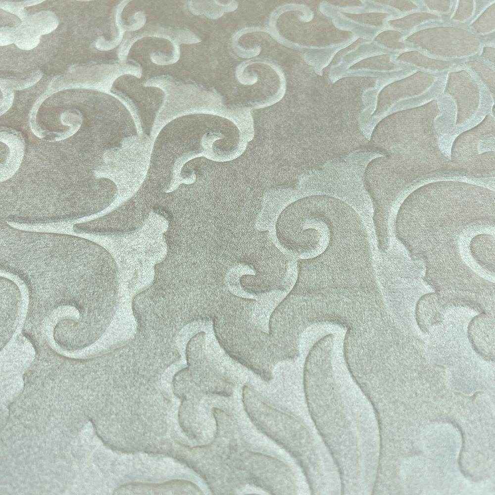 Ivory Brocade Velvet Fabric by the Yard