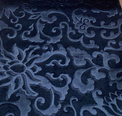 Vails Brocade Velvet Fabric – Navy